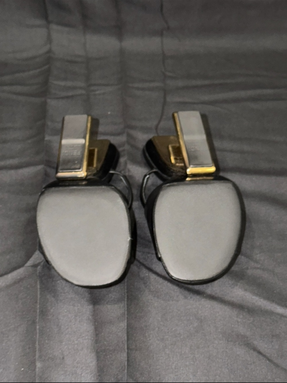 Authentic Fendi Black Leather Open-Toe Sandals with Sculptural Gold Heel - Picture 4 of 7